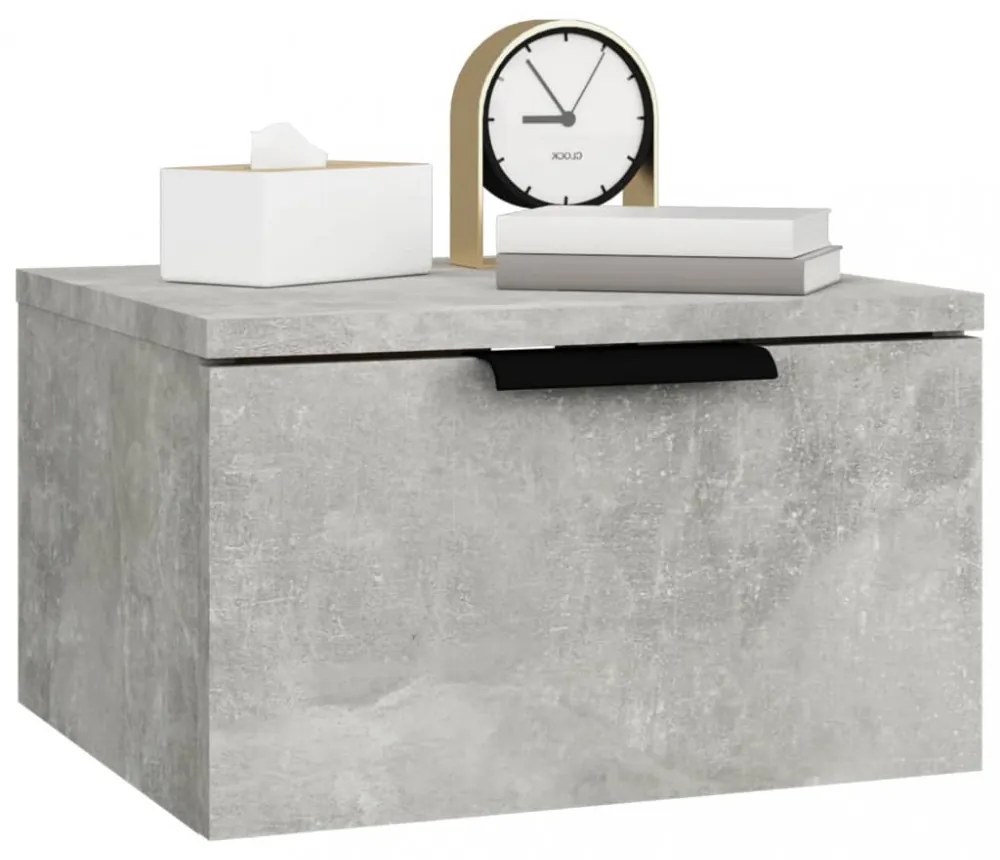 2 db betonszürke falra szerelhető éjjeliszekrény 34x30x20 cm