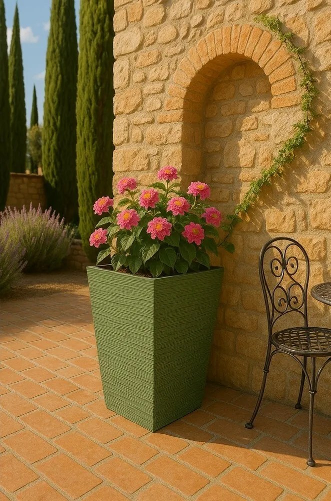 FURU SQUARE virágtartó 24 cm, khaki , 24 cm
