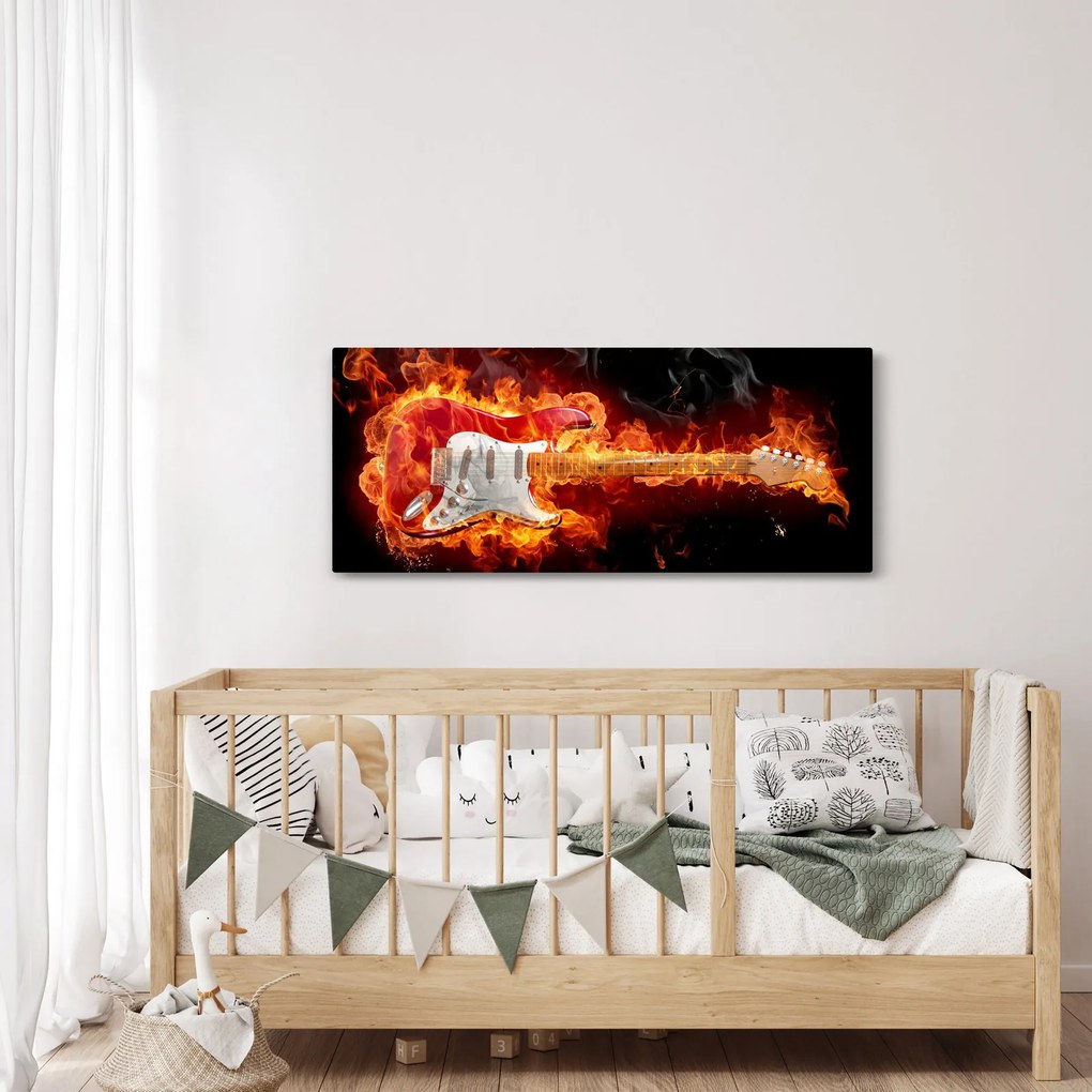 Kép - Gitár a lángokban (120x50 cm)