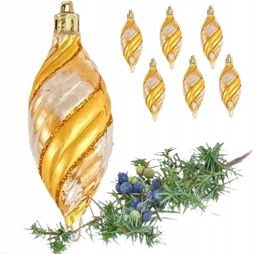 Karácsonyfa Dísz Csep Formájú 11CM Arany Csilámmal Műanyag Biztonságos Akasztóval