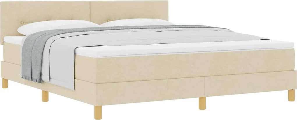 vidaXL Boxrugós ágy matracmal fejtámlával Krém 180 x 200 cm szövet