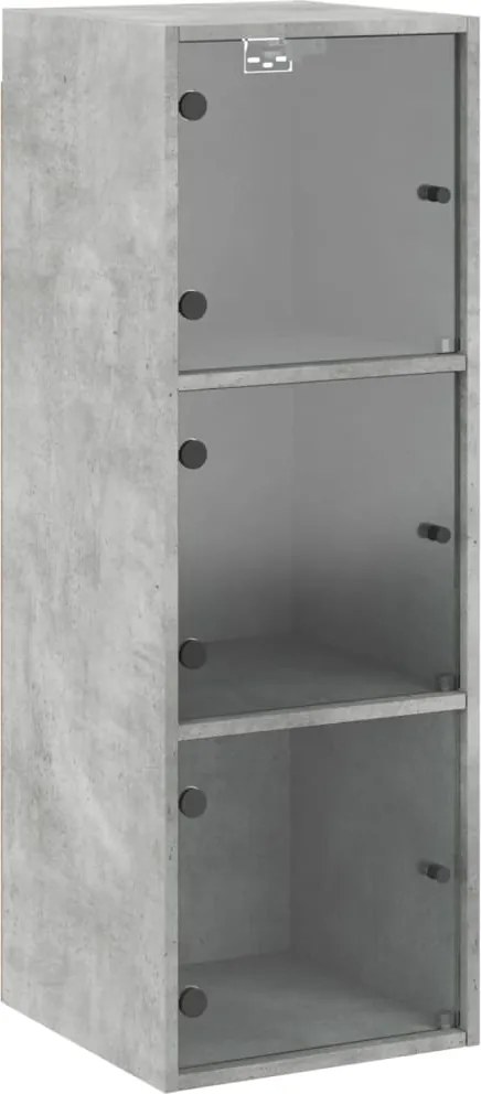 vidaXL betonszürke faliszekrény üvegajtókkal 35x37x100 cm