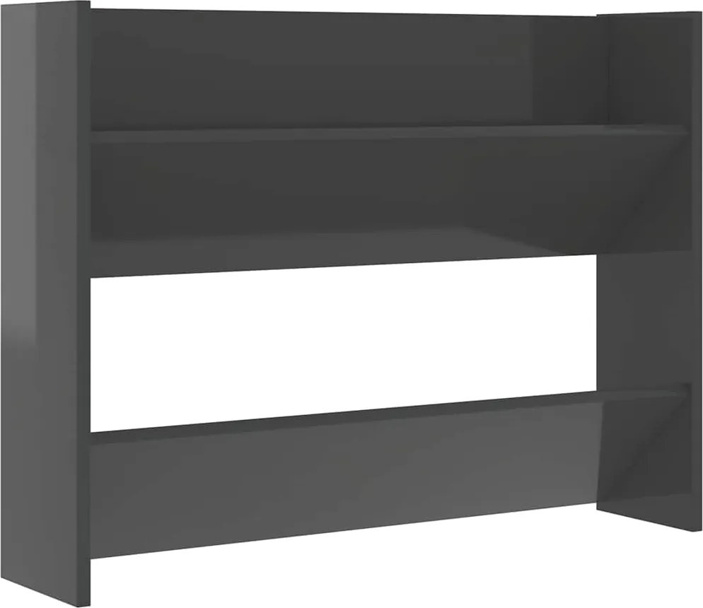 vidaXL magasfényű szürke szerelt fa fali cipősszekrény 80 x 18 x 60 cm