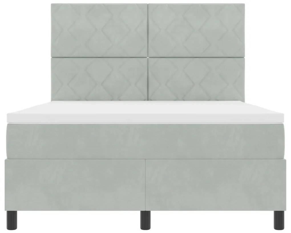 Boxspring Ágy Mattal & LED Fény Szürke 140x200 cm Bársony