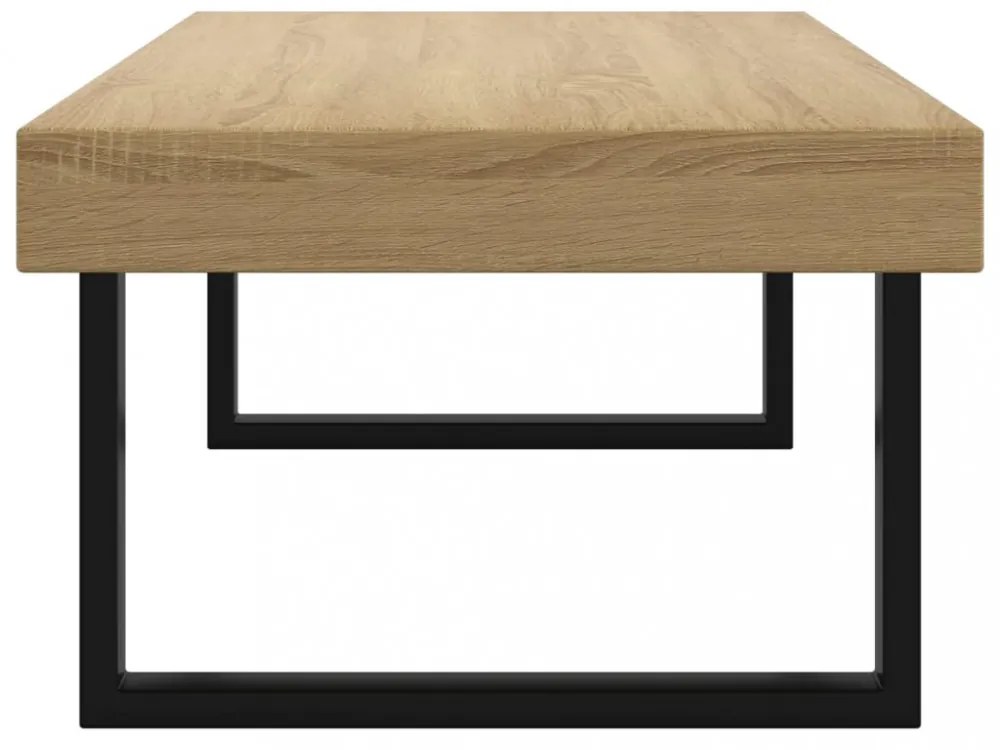 világosbarna és fekete MDF és vas dohányzóasztal 120x60x40 cm