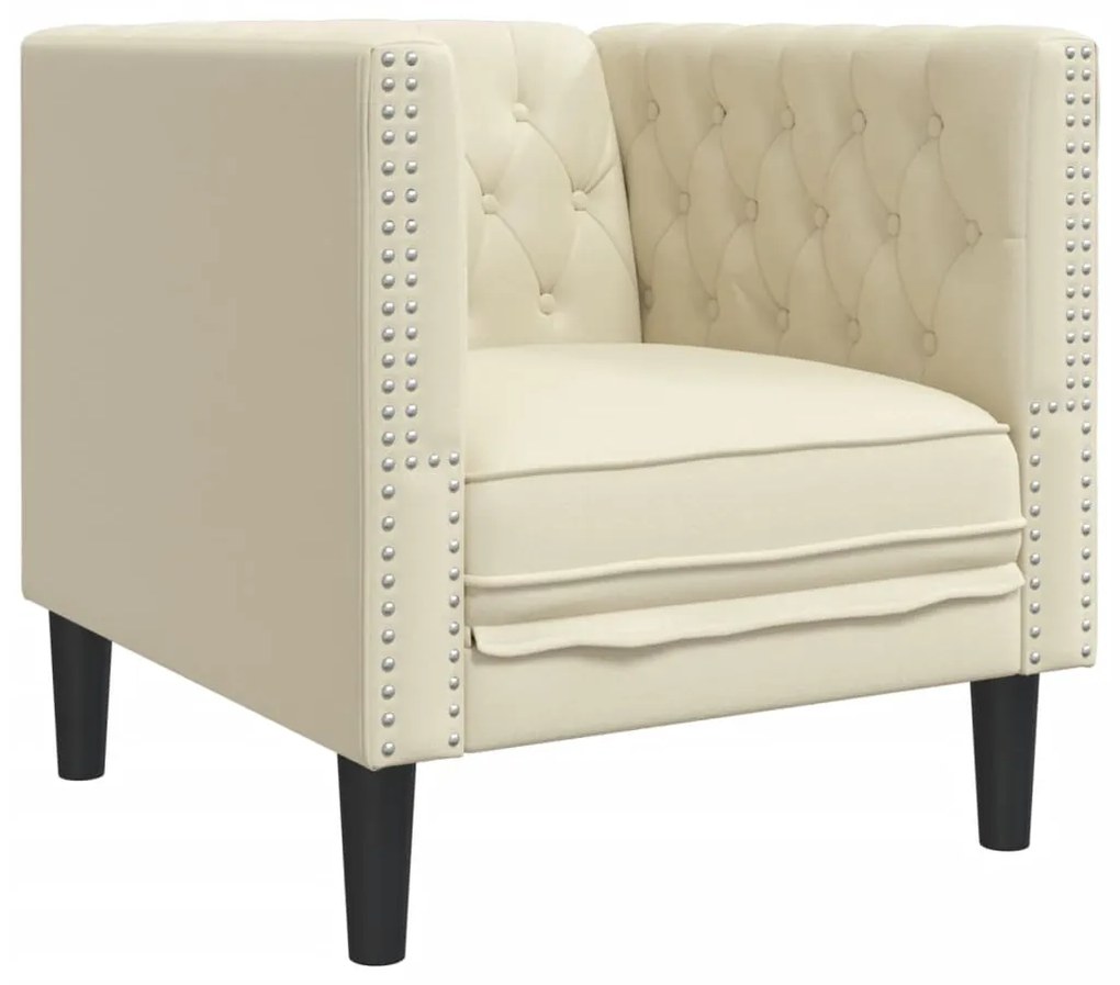 krémszínű műbőr Chesterfield kanapéfotel