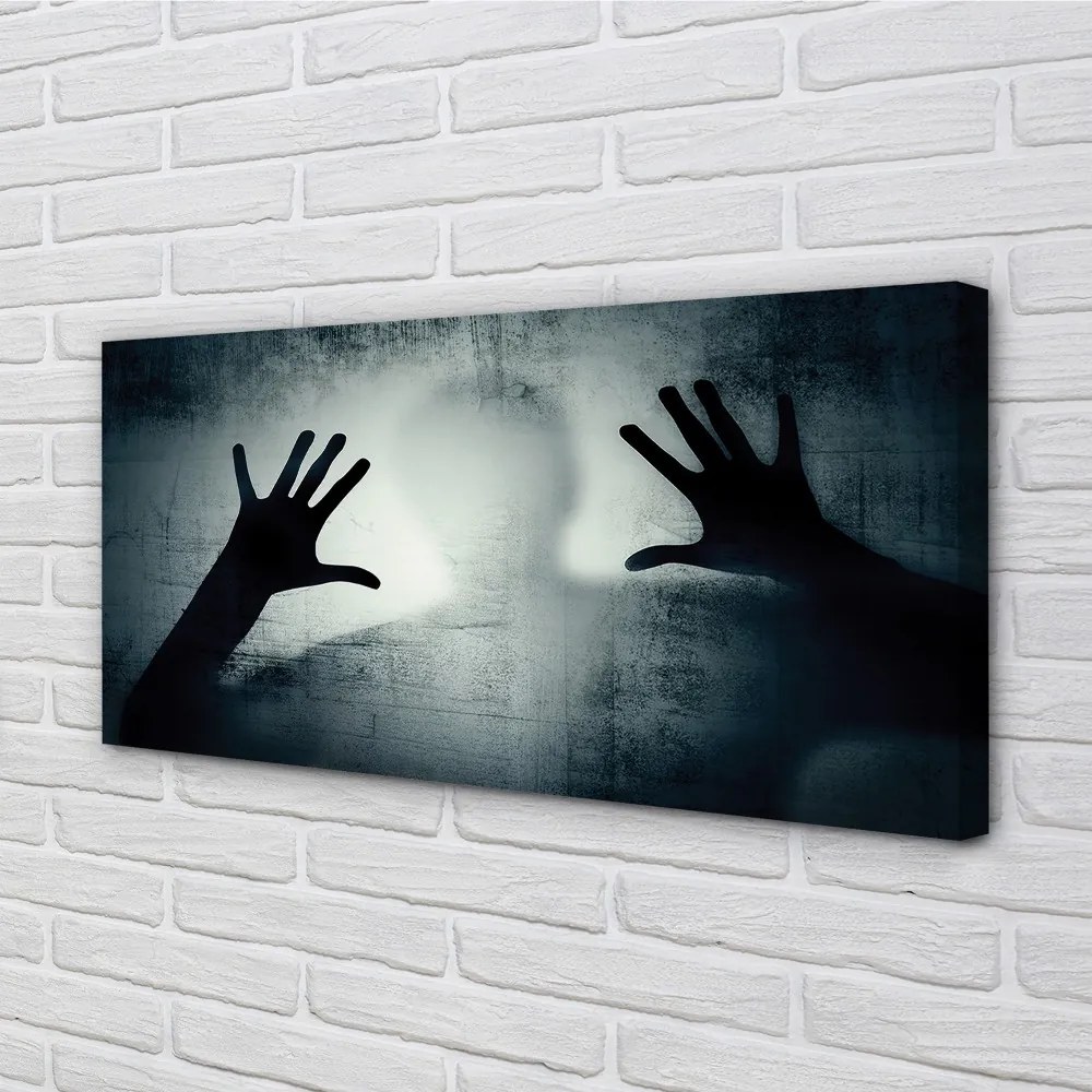 Canvas képek Árnyék kezek és a fej formáját 125x50 cm