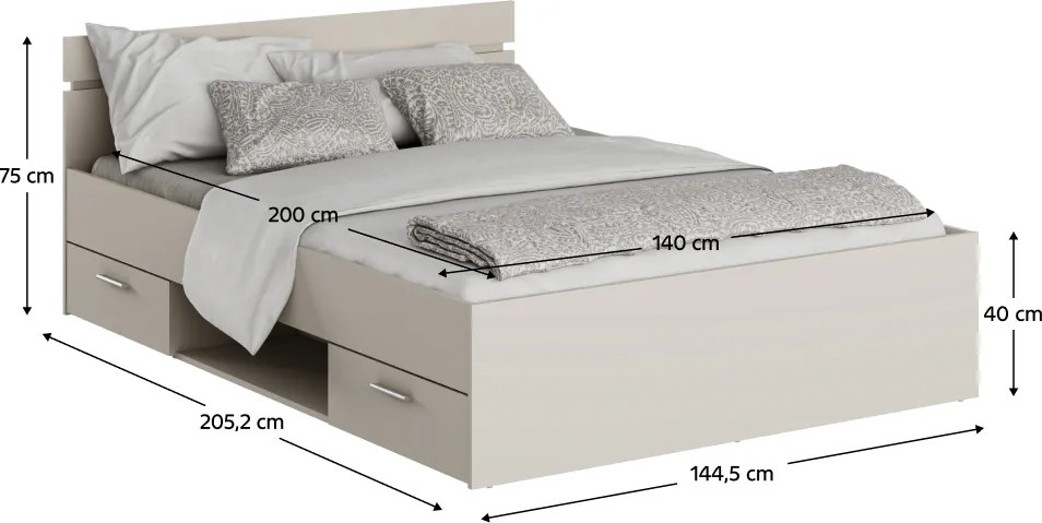 Ágykeret, 140x200, kasmír, MICHIGAN NEW