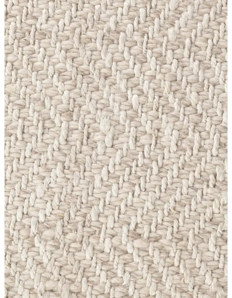 Krémszínű-elefántcsont színű kézi szövésű gyapjúkeverék futószőnyeg 80x200 cm Majoli – Elle Decoration