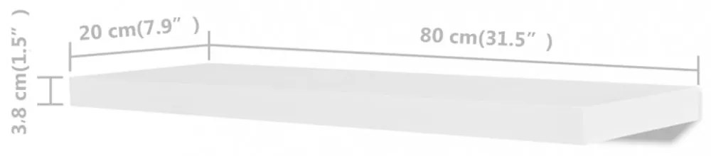 4 db fehér fali polc 80 cm