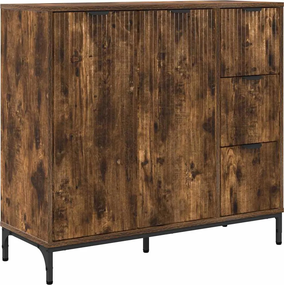 vidaXL Széf fiókkal Füstölt tölgy 89,5 x 33 x 82 cm Faanyag