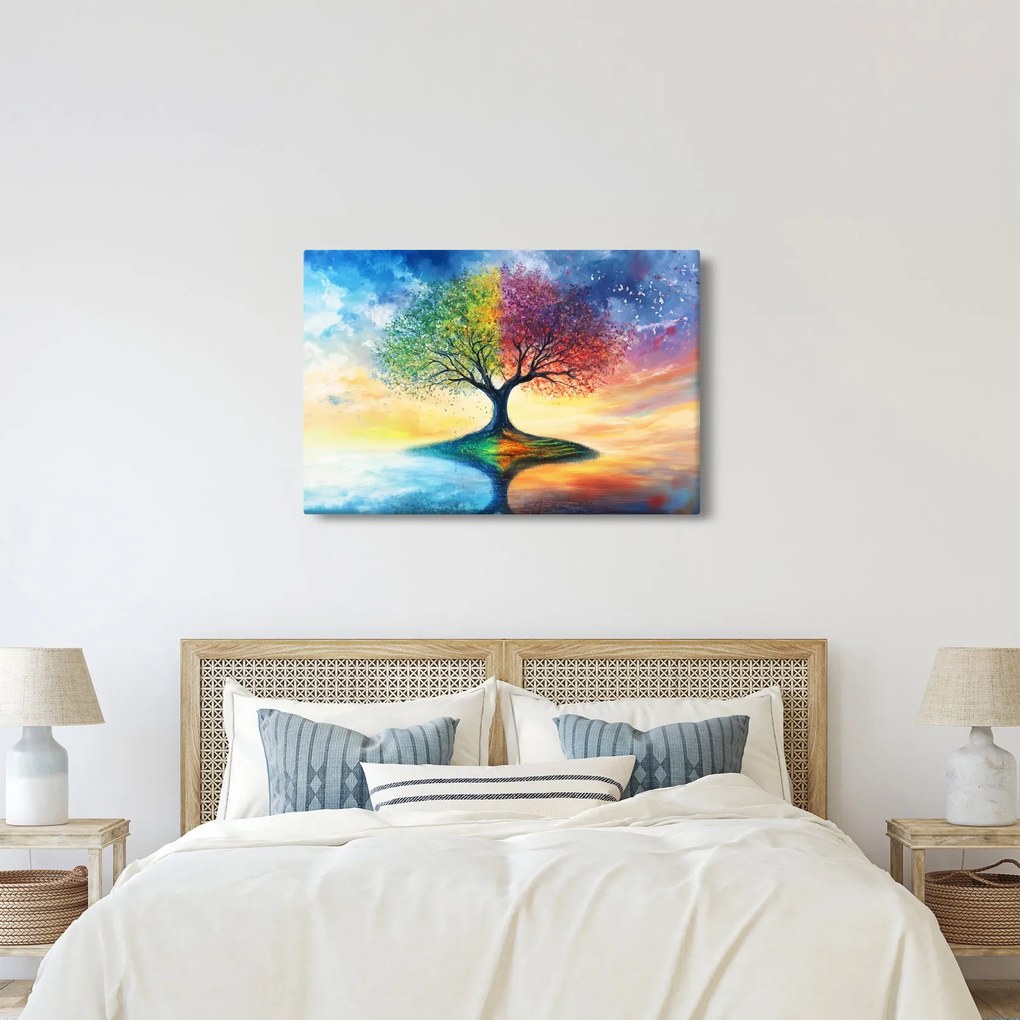 Kép – Évszakok festett fája (90x60 cm)