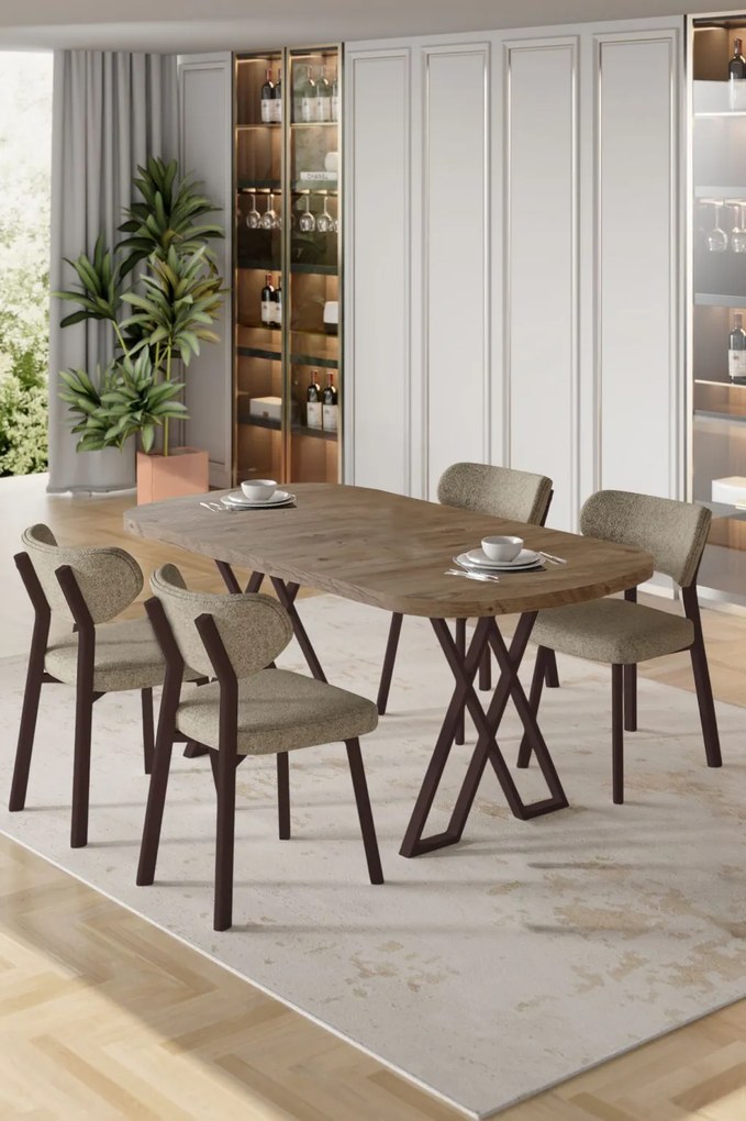Axton étkezőgarnitúra, atlanti fenyő-cappuccino, 168 cm – TR240CHR2710