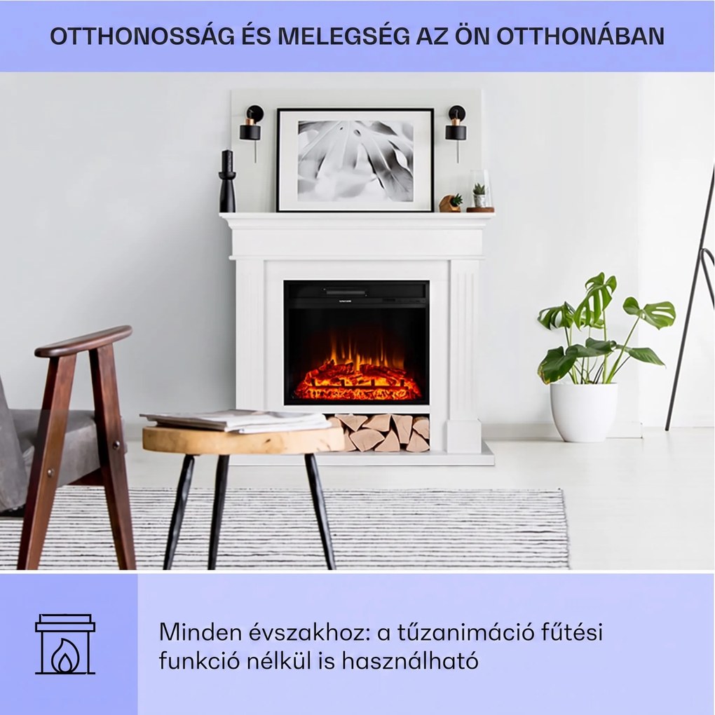Klarstein Las Pilas elektromos kandalló hősugárzó 900/1800W heti időzítő távirányítóval