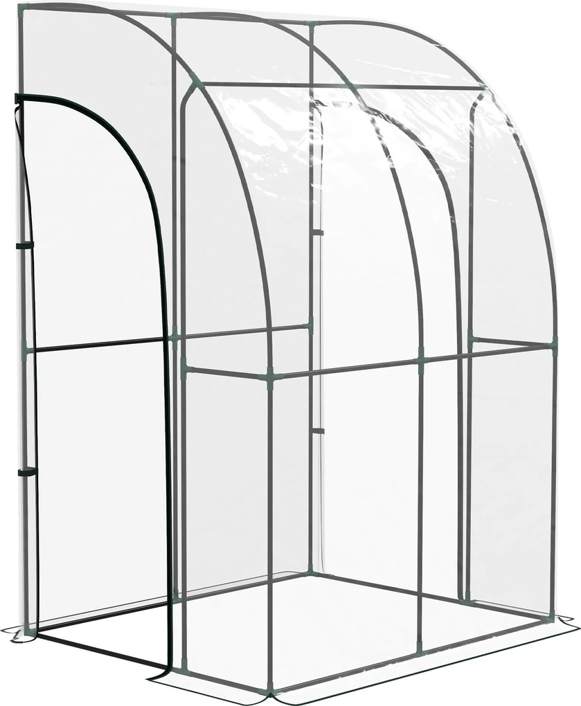 Outsunny Fali Üvegház, Balkon Üvegház, Erősített PVC Ponyva, Acél Váz, 2 Feltekerhető Cipzáras Ajtó, Zöldségek, Növények, Virágok Számára, Beltéri és