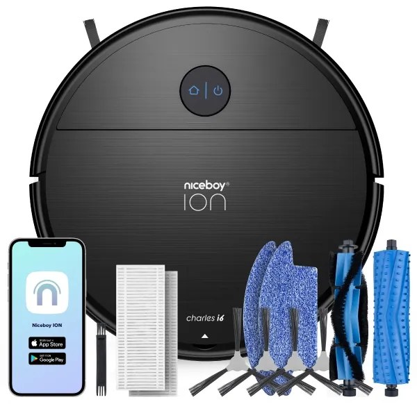 Niceboy ION Charles i6 - Intelligens robotporszívó 2in1 2600 mAh Wi-Fi fekete