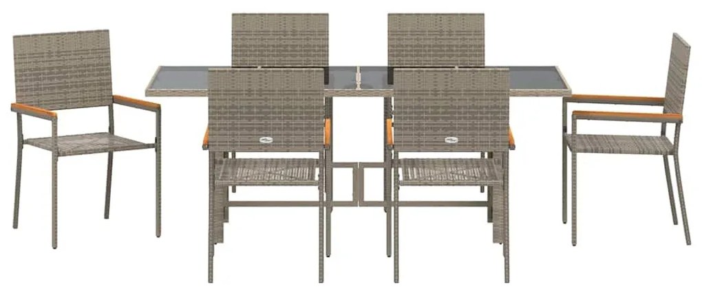 Kert étkező szett 7 pcs Szürke 190 x 80 x 75 cm polirattan