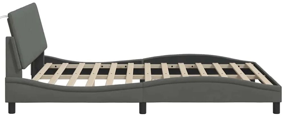 sötétszürke szövet ágykeret matrac nélkül Hanko 160 x 200 cm