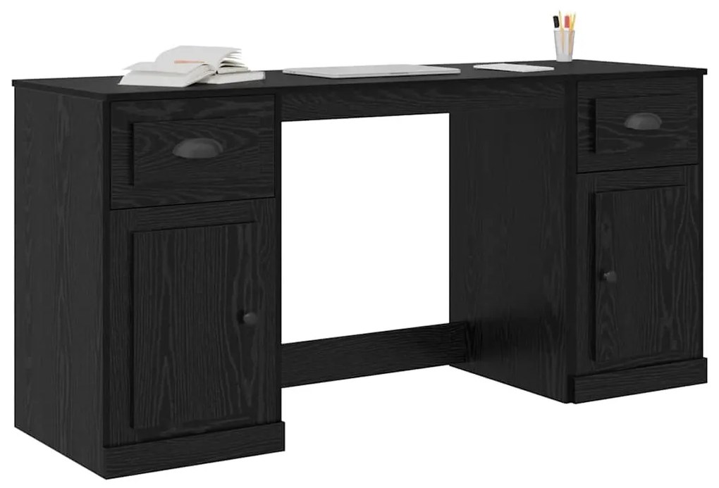 vidaXL Íróasztal szekrénnyel Fekete tölgy 154,5 x 50 x 75 cm Faanyag