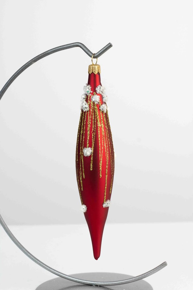 Jégcsap karácsonyfadísz üvegből Piros matt