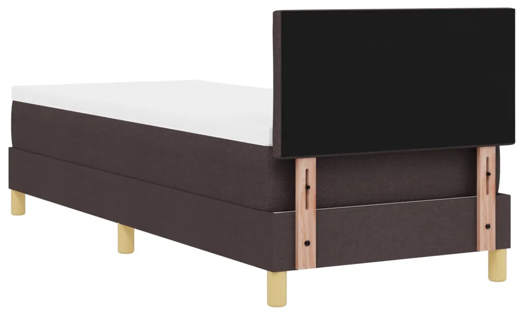 Boxspring ágy matraccal &amp; LED világítással, sötétbarna, 80x200 cm, textil