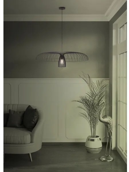 Eglo 390217 - Csillár zsinóron CHAMPERICO 1xE27/60W/230V 98,5 cm fekete