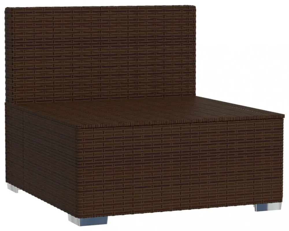 barna polyrattan kerti középső kanapé párnákkal