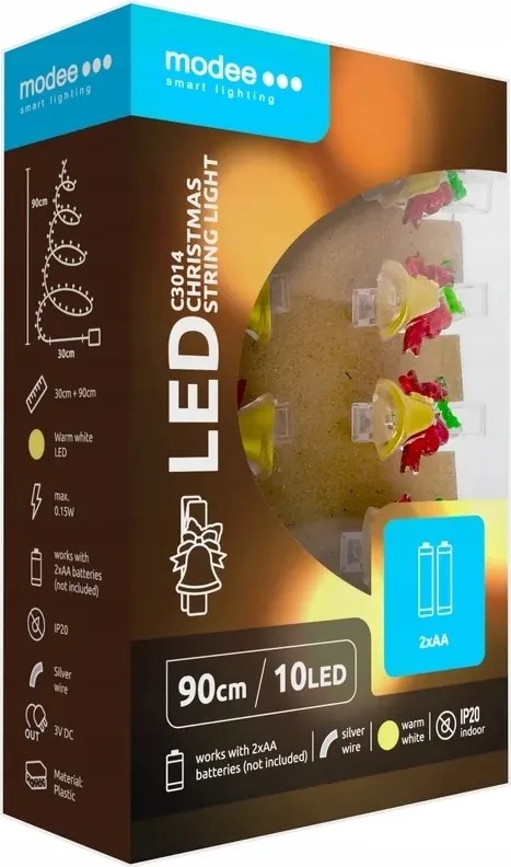 Csengő lámpa Bat modee 0,9m Warm meleg szín 10LED ML-C3014 karácsonyi