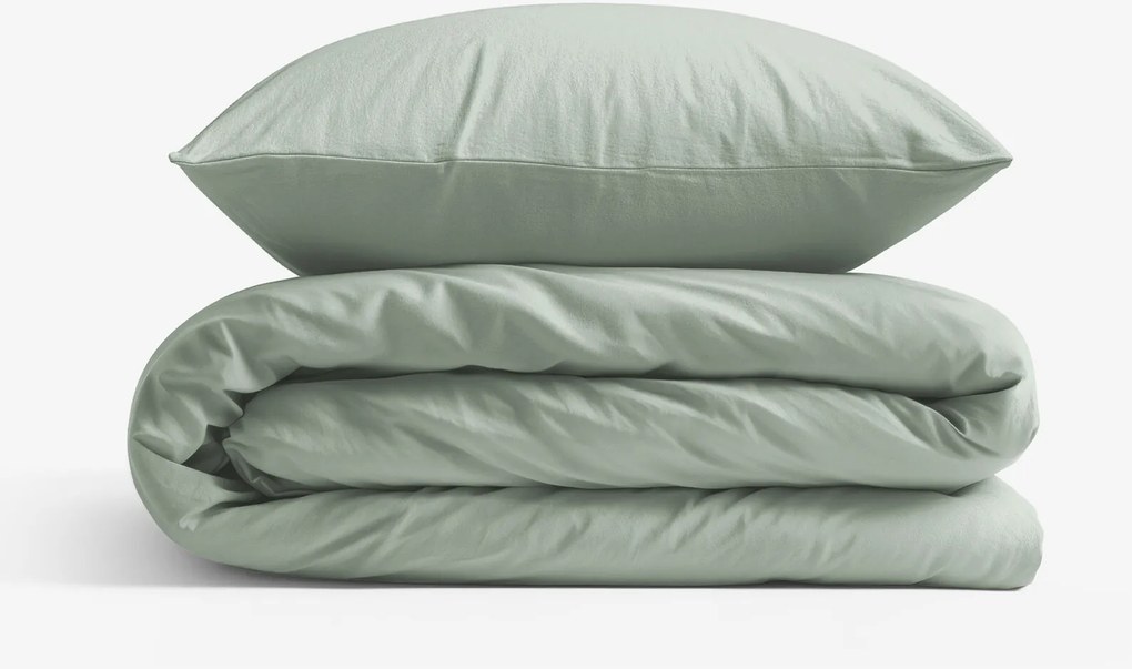Goldea pamut ágyneműhuzat garnitúra - zsálya színű 140 x 200 és 70 x 90 cm