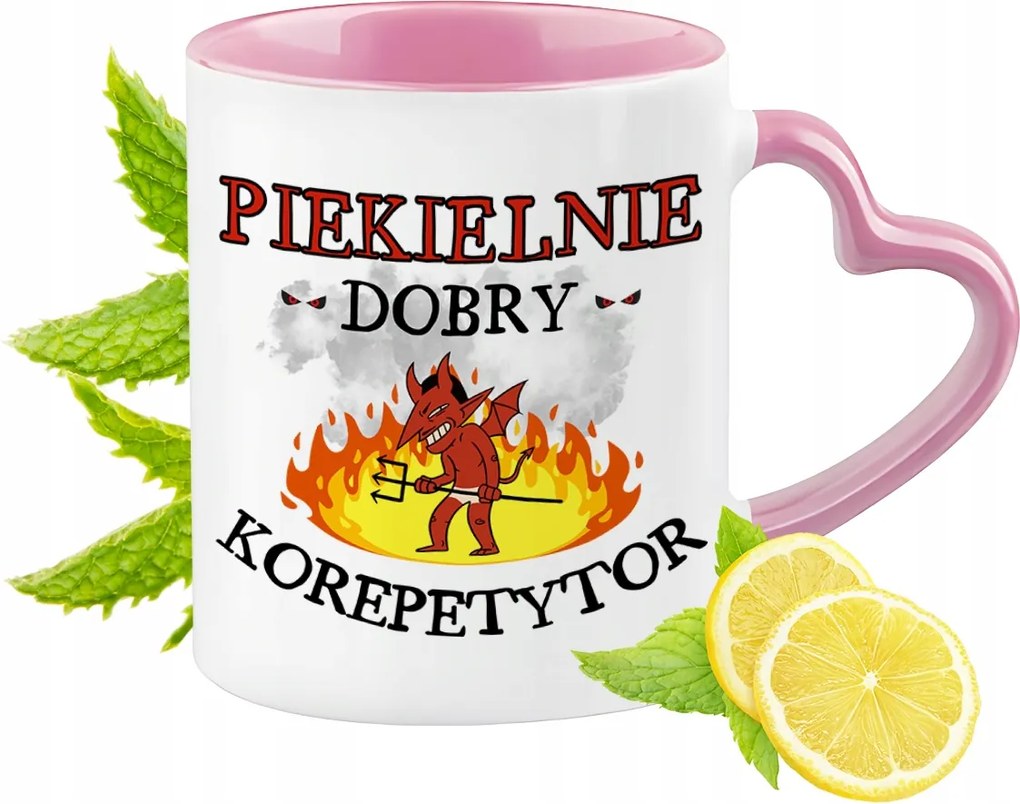 Korrepetitor bögre Rózsaszín, szív alakú füllel Kávé ajándék