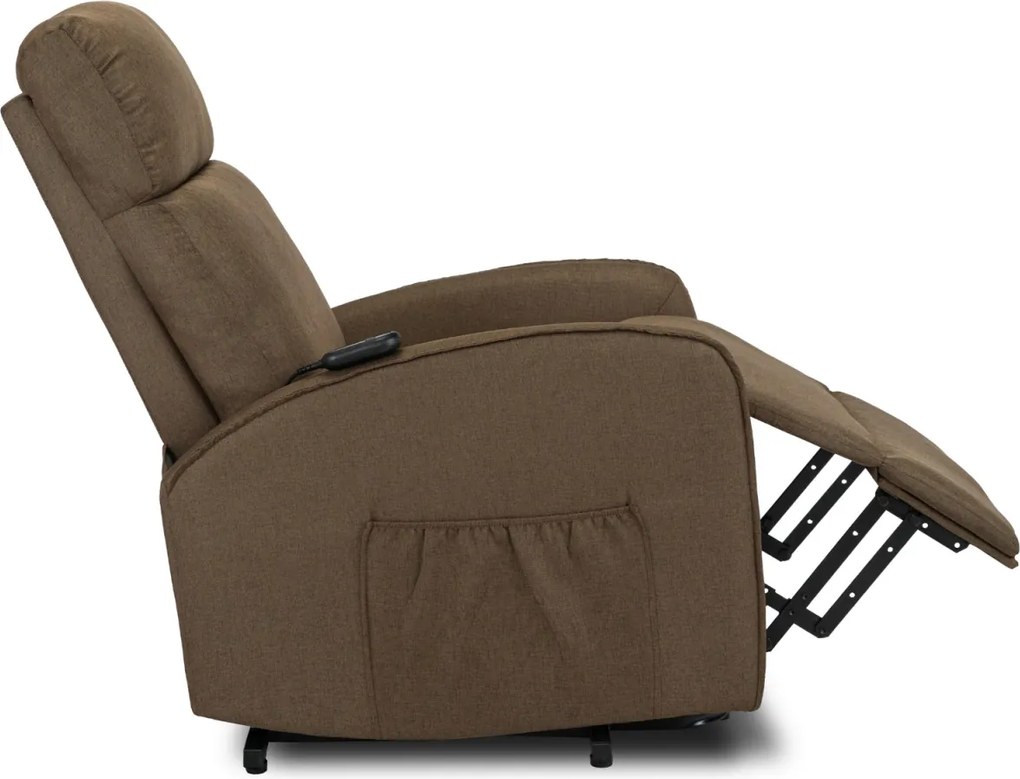 Elektromos relax fotel felállást segítő funkcióval barna – COLTON