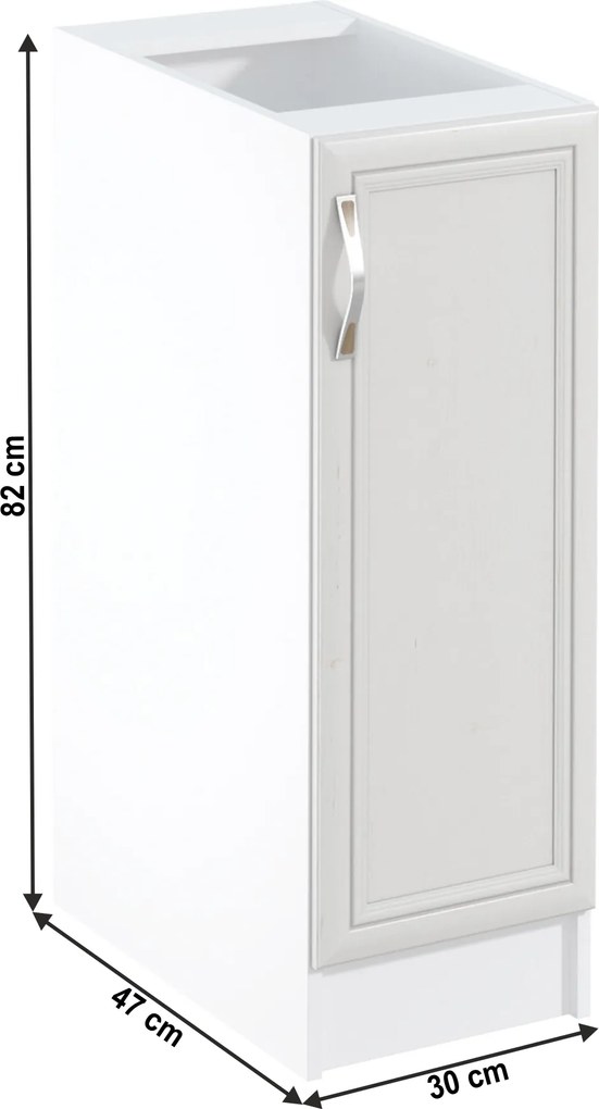 Alsószekrény D30, jobbos, fehér/sosna Andersen, SICILIA