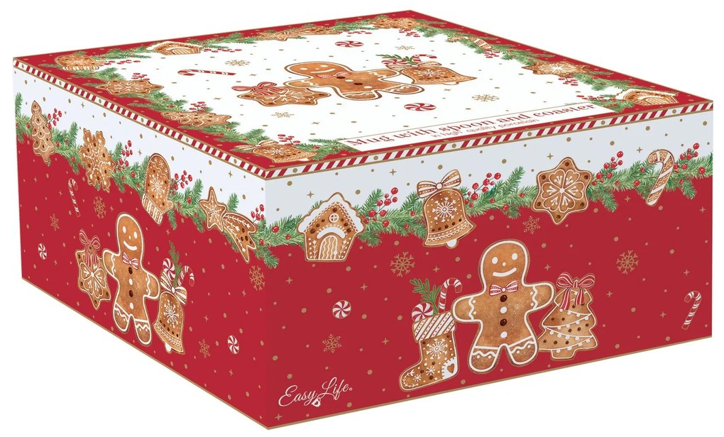 Mézeskalács karácsonyi Porcelán bögre kanállal díszdobozban