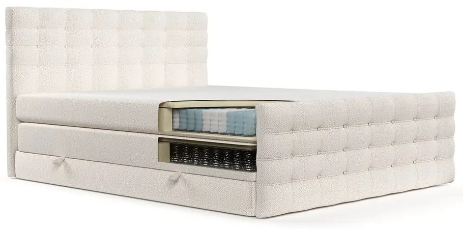 Krémszínű ágyneműtartós boxspring ágy 200x200 cm Blend – Maison de Rêve