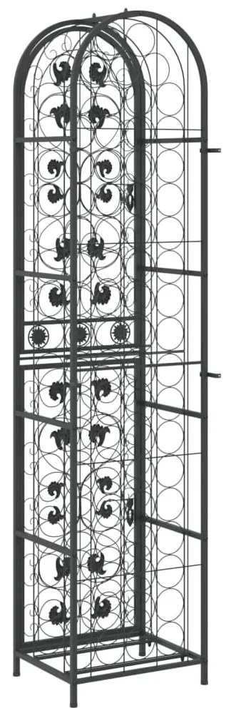 Fekete kovácsoltvas bortartó 73 palackhoz 45 x 36 x 200 cm0