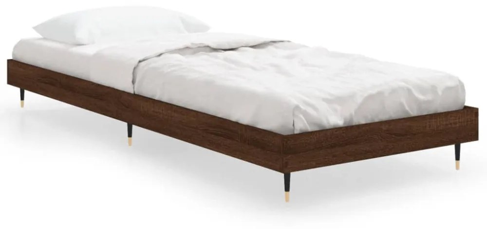 barna tölgy színű szerelt fa ágykeret matrac nélkül 75x190 cm