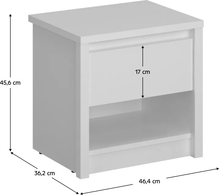 Éjjeliszekrény 1S, fehér, ERODIN