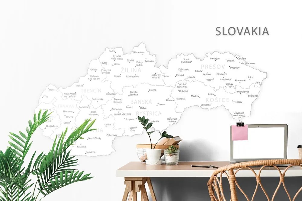 Tapeta mapa Slovenska v čiernobielom