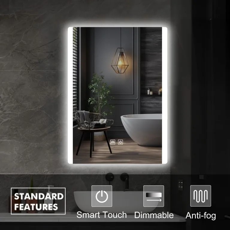 IREDA Fürdőszobai LED tükör világítással 80 x 60 cm