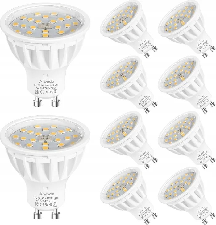 Led lámpa GU10 Aiwode Semleges 4000K, 5W, 10 db/csomag