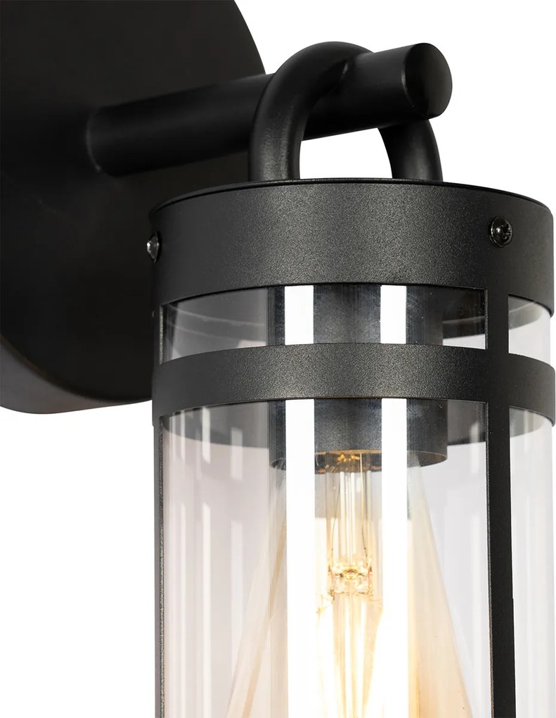 Kültéri fali lámpa fekete IP44 szürkületi érzékelővel - Ruben