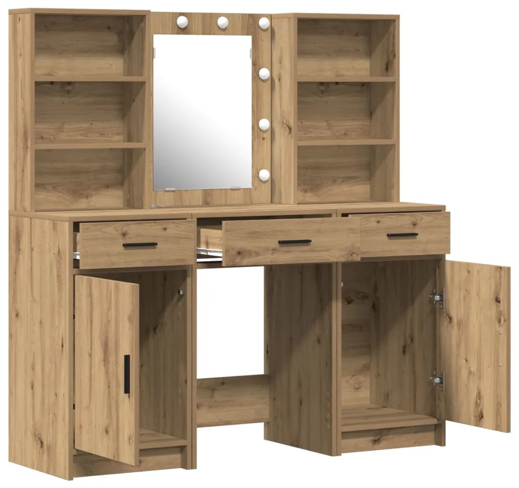 Sminkasztal Készlet 3 pcs kézműves tölgy 50 x 41 x 135 cm