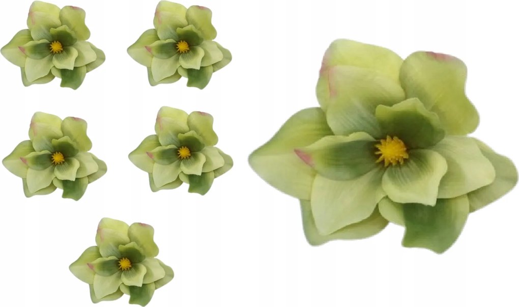 6x Mesterséges magnólia csomózó fej Mesterséges Virágok Magnólia