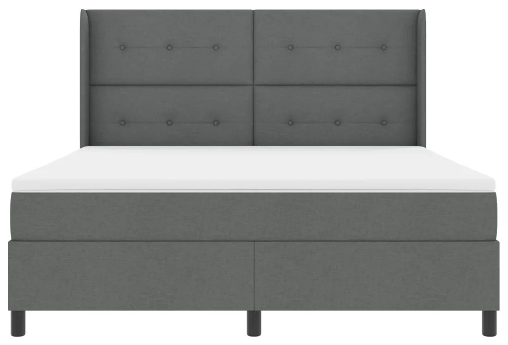 Boxspring Ágy Matracos Sötétszürke 180x200 cm Szövet