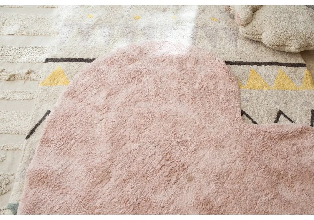 Rózsaszín mosható kézi szövésű pamut gyerek szőnyeg 160x180 cm Puffy Love – Lorena Canals