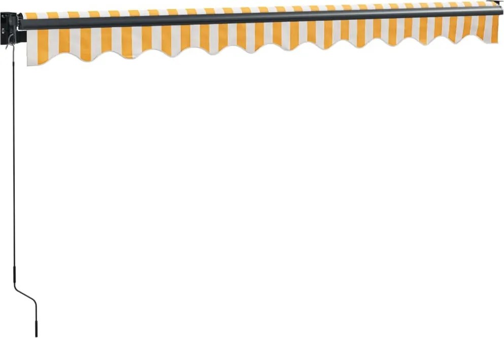 Sárga-fehér szövet és alumínium behúzható napellenző 3,5x2,5 m