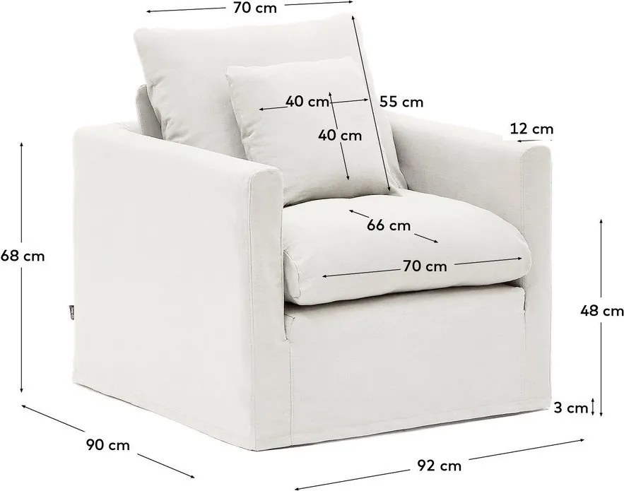 Fehér len fotel Nora – Kave Home