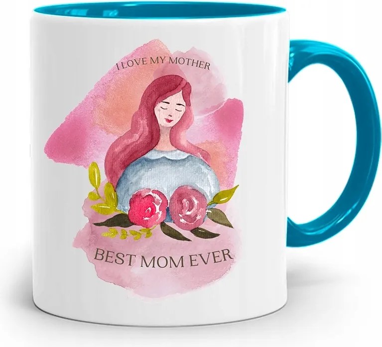 Kék Bögre Anyukáknak I Love My Mother Ajándék nyomott mintával