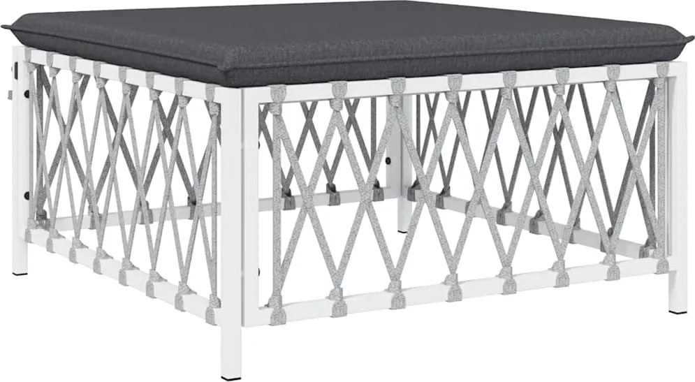 vidaXL fehér szőtt szövet kerti lábtartó párnával