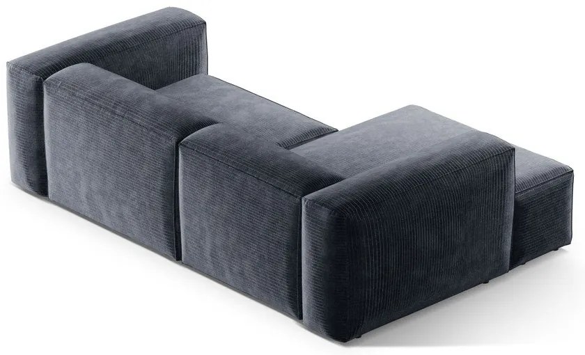 Szürkéskék kordbársony sarokkanapé (bal oldali-heverő résszel) Bergamo – Cosmopolitan Design